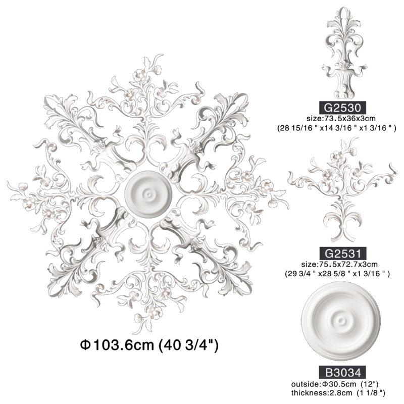 B3034-Matte White Combination PU Ceiling Panels - Modern Polyurethane Ceiling Decoration - EVERWAL